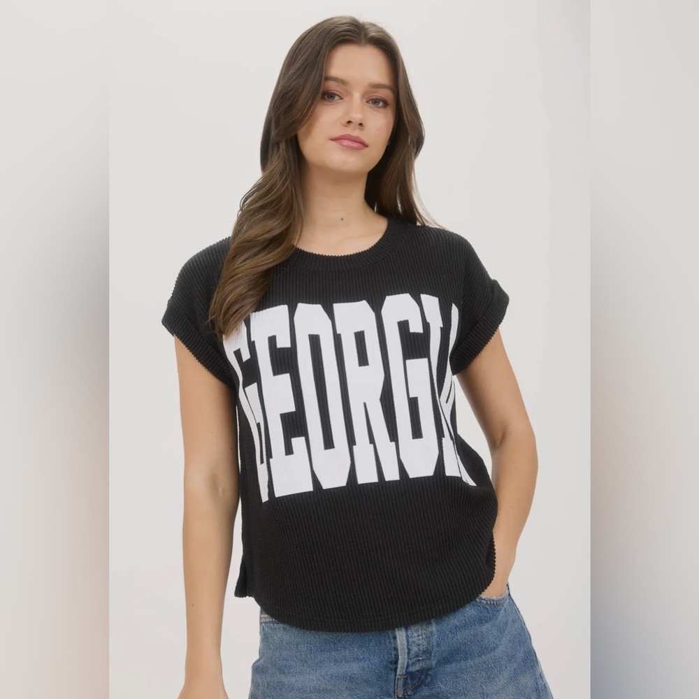 J.O.A. - Georgia Short Sleeve Sweater Knit Shirt - Game Day - New ❤️